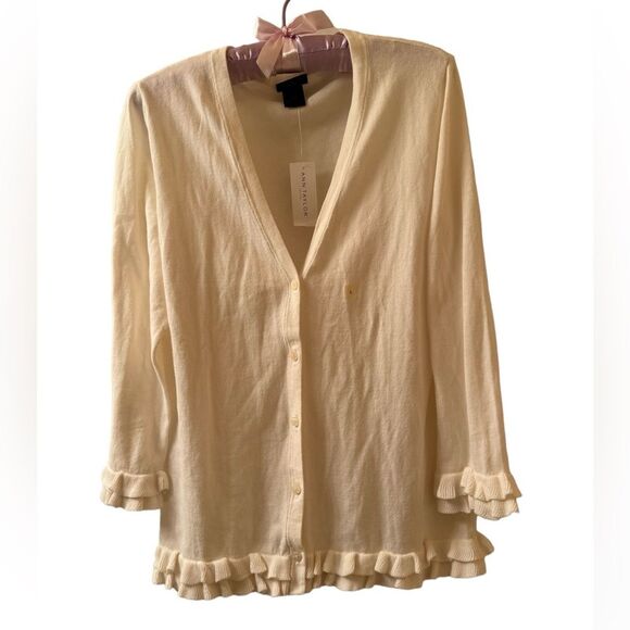 Ann Taylor Factory Sweaters - NWT Ann Taylor Factory Ruffled Cuffs And Hem Cardigan Size Large